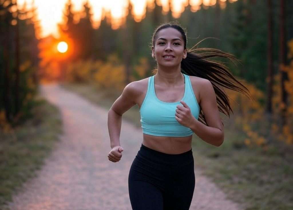 Quel est le meilleur pour votre santé : marcher ou courir ? Femme courant dans les bois