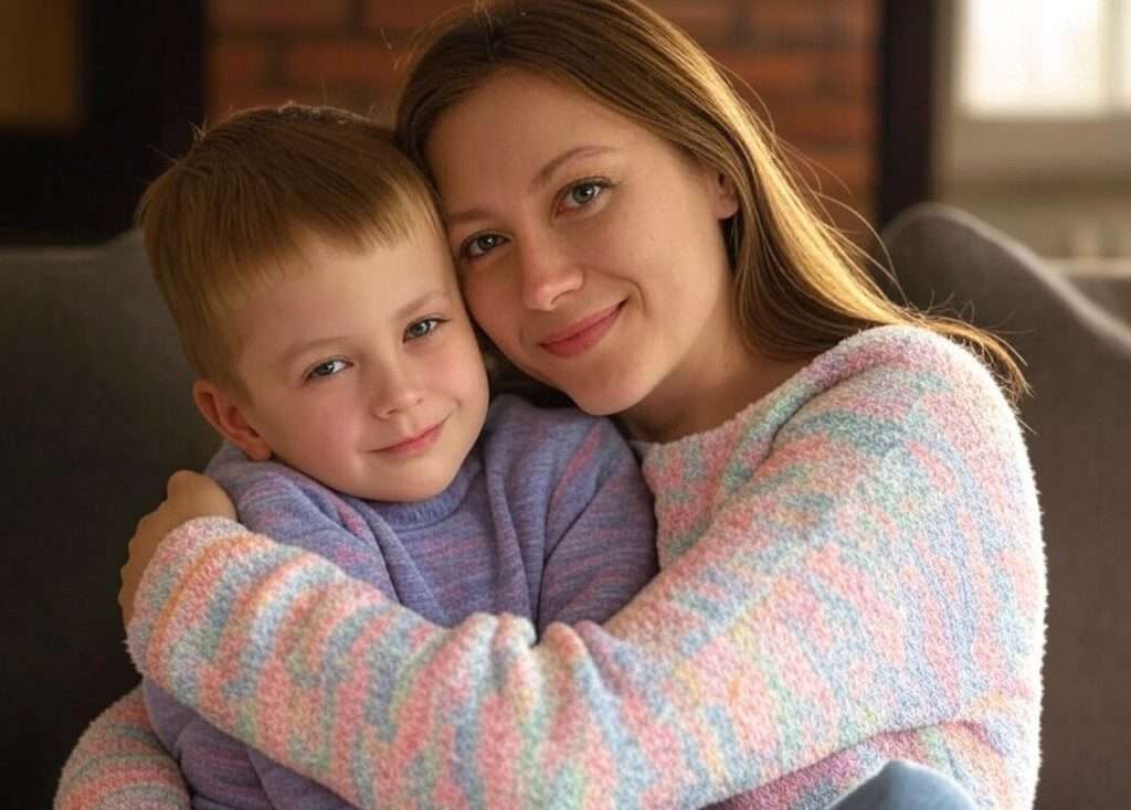 Guide Complet sur l’Autisme : De l’Enfance à l’Âge Adulte Une mère embrassant son enfant autiste