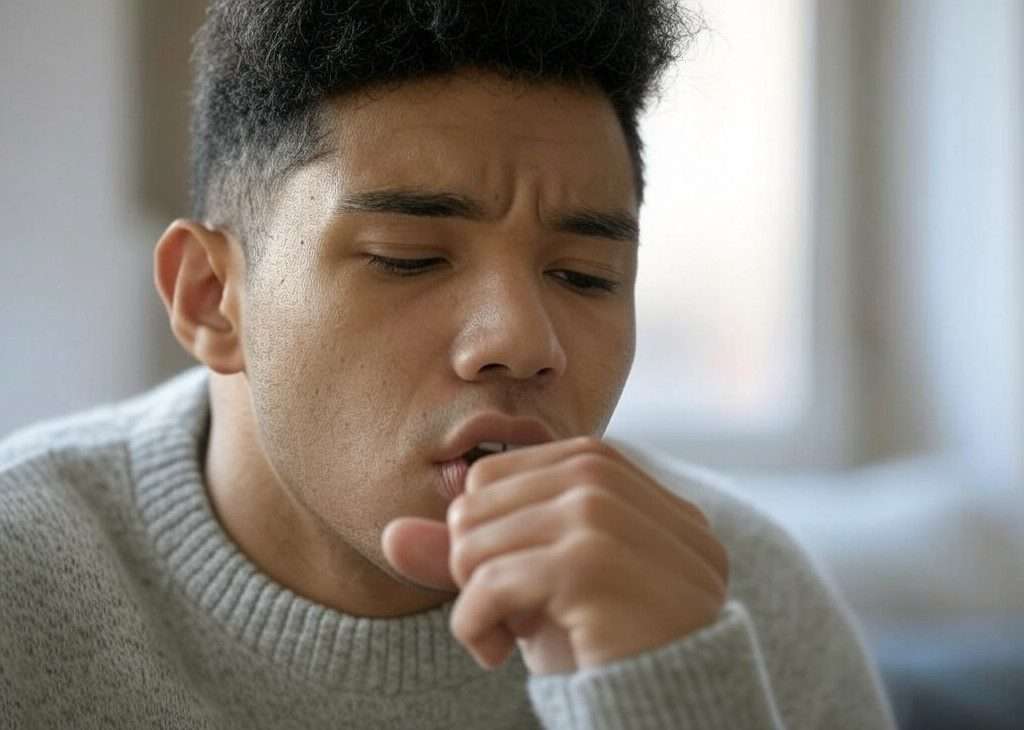 Comment savoir si c’est une pneumonie ou une bronchite ? Personne avec bronchite en train de tousser